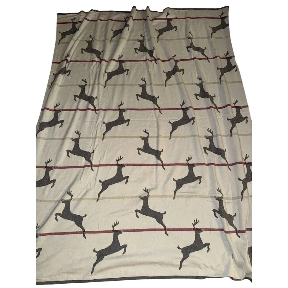 PD‎ home and garden Christmas Reindeer Throw Blanket Gray Animal Print Cotton